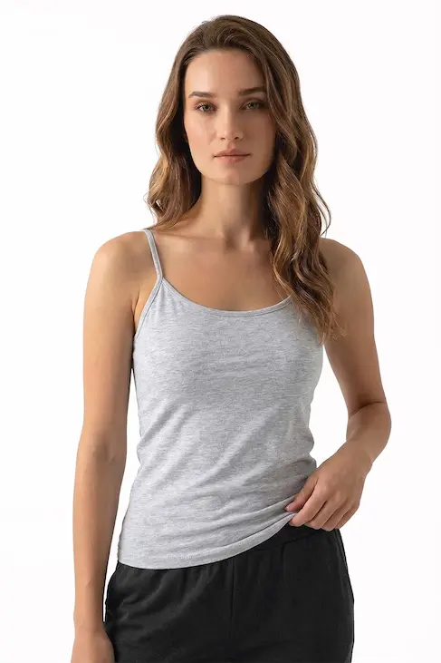 Van Heusen Women Lt Grey Melange Solid Anti Bacterial Colour Fresh Spaghetti