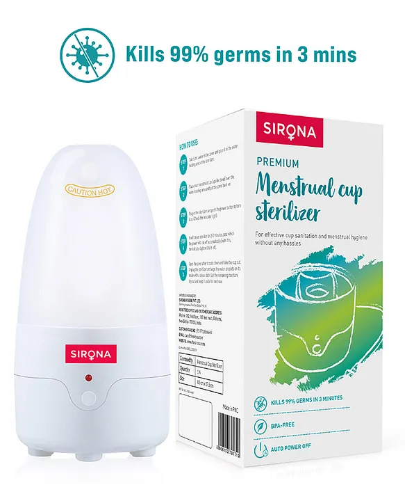 Sirona-Menstrual Cup Sterilizer, BPA Free, Kills 99% of Germs in 3 Minutes with Steam-1 Unit