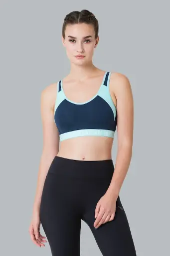 Van Heusen Proactive Women Space Grey Colour Blocked Anti Bacterial Wireless Sports Bra