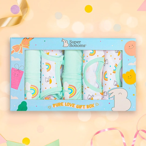 [SB-PL-GIFT BOX] Super bottoms-Pure Love Gift Set - Pack of 6-Soft Cotton Clothing Set | Gentle on Newborn Skin