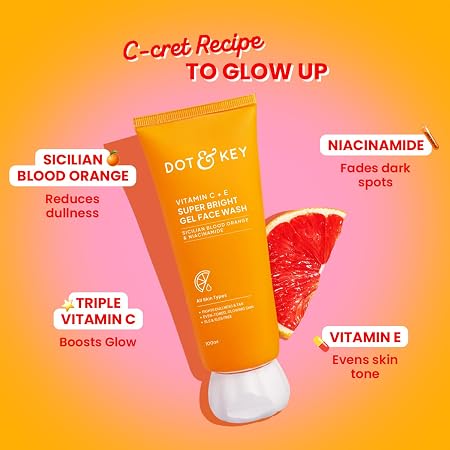 [SICLIAN BLOOD ORANGE-100ML] Dot & Key-Vitamin C + E Gel Face Wash for Glowing Skin