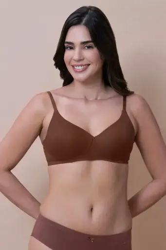 Amante-Breathe Bliss Padded Non-Wired T-Shirt Bra - Cambridge Brown