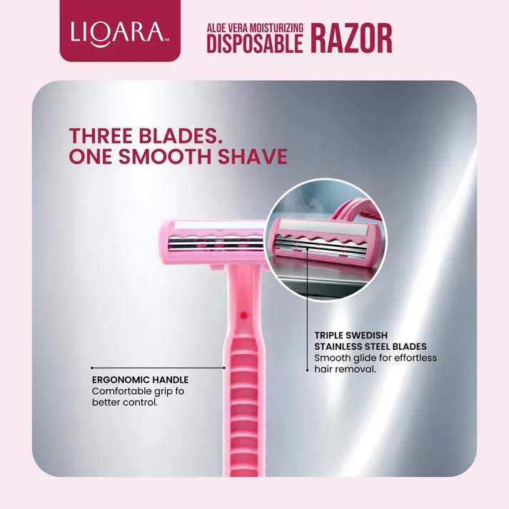 [LIOARA-RAZOR-PACK OF 1] Aloe Glide 3-Blade Disposable Razor