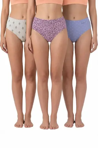 Van Heusen Women Light Assorted Print Pack of 3 Allover Print Anti Bacterial No Marks Waistband Hipster Panty 