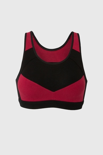 Van Heusen Proactive Women Wine Colour Blocked Anti-Bacterial Wireless Racerback Sports Bra