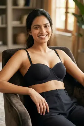 Zivame-Padded Wired 3/4Th Coverage Multiway Bra-Black