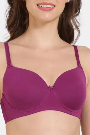 Zivame-Beautiful Basics Padded Non Wired 3/4th Coverage T-Shirt Bra-Raspberry Radiance