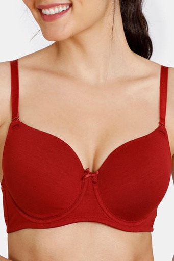 Zivame-Padded Wired 3/4Th Coverage T-Shirt Bra -Sundried Tomato