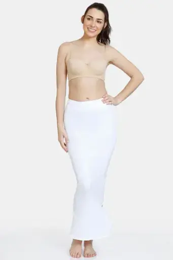 Zivame-All Day Seamless Mermaid Saree Shapewear With Removable Drawcord -White