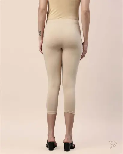 Twin Birds Cotton Capri Legging - Butter Scotch
