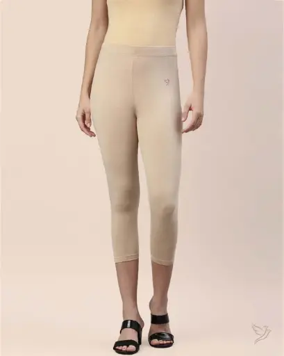 Twin Birds Cotton Capri Legging - Butter Scotch