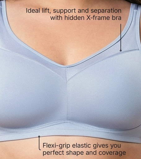Enamor-Full Support Super Lift Women's Cotton Everyday Minimizer Bra - Non Padded, Wirefree, Full Coverage Bra (Chambray Melange)